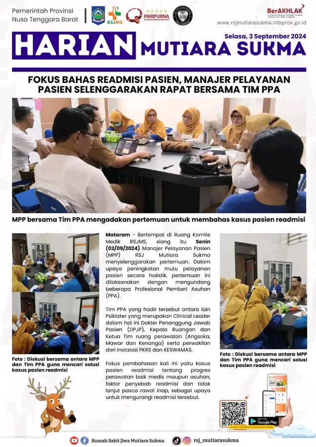 FOKUS BAHAS READMISI PASIEN, MANAJER PELAYANAN PASIEN SELENGGARAKAN RAPAT BERSAMA TIM PPA